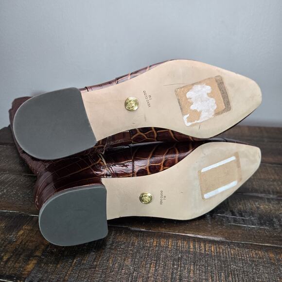 Veronica Beard Cecile Croc-Embossed Womens Size 7 M Tall Boots Sepia Brown - Picture 9 of 12